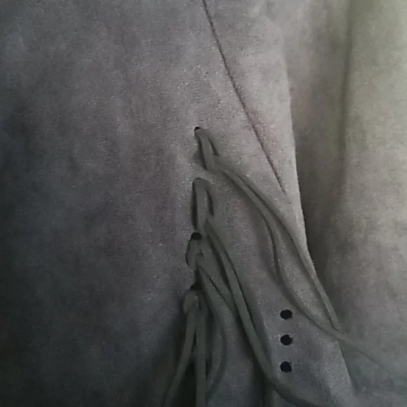 Market Cropped Blue Suede Top Sz Large - Picture 10 of 13